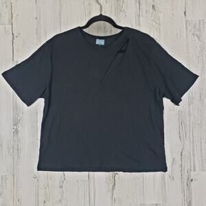 NWT Neely By Elam Black Burnout T-Shirt w/ Slash Detail Women's Size Large